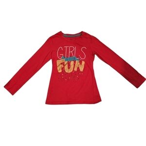 Falls Creek Girls Long Sleeve Printed T-Shirt Girls Have More Phone Size M 7/8